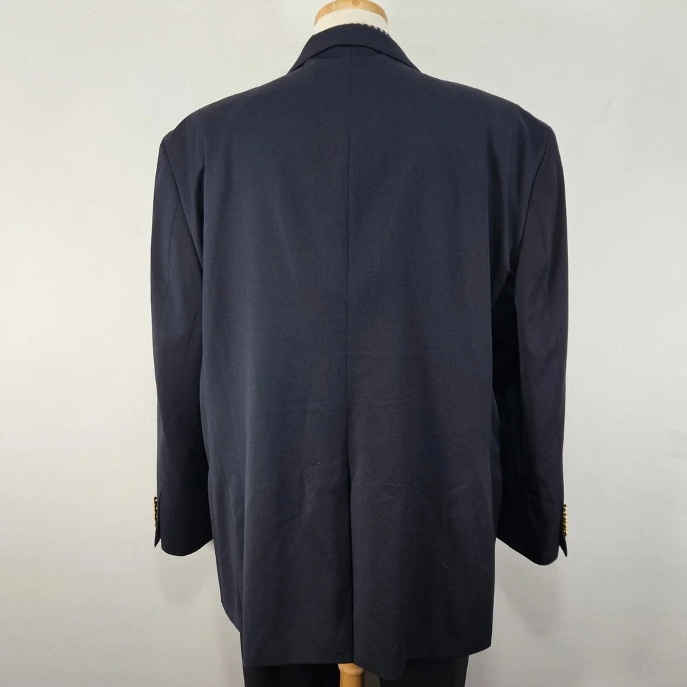 Saddlebred Men's Sport Coat Blazer Two Button Navy Blue Twill Poly Wool 54R